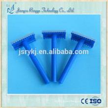 Disposable medical razor with plastic handle